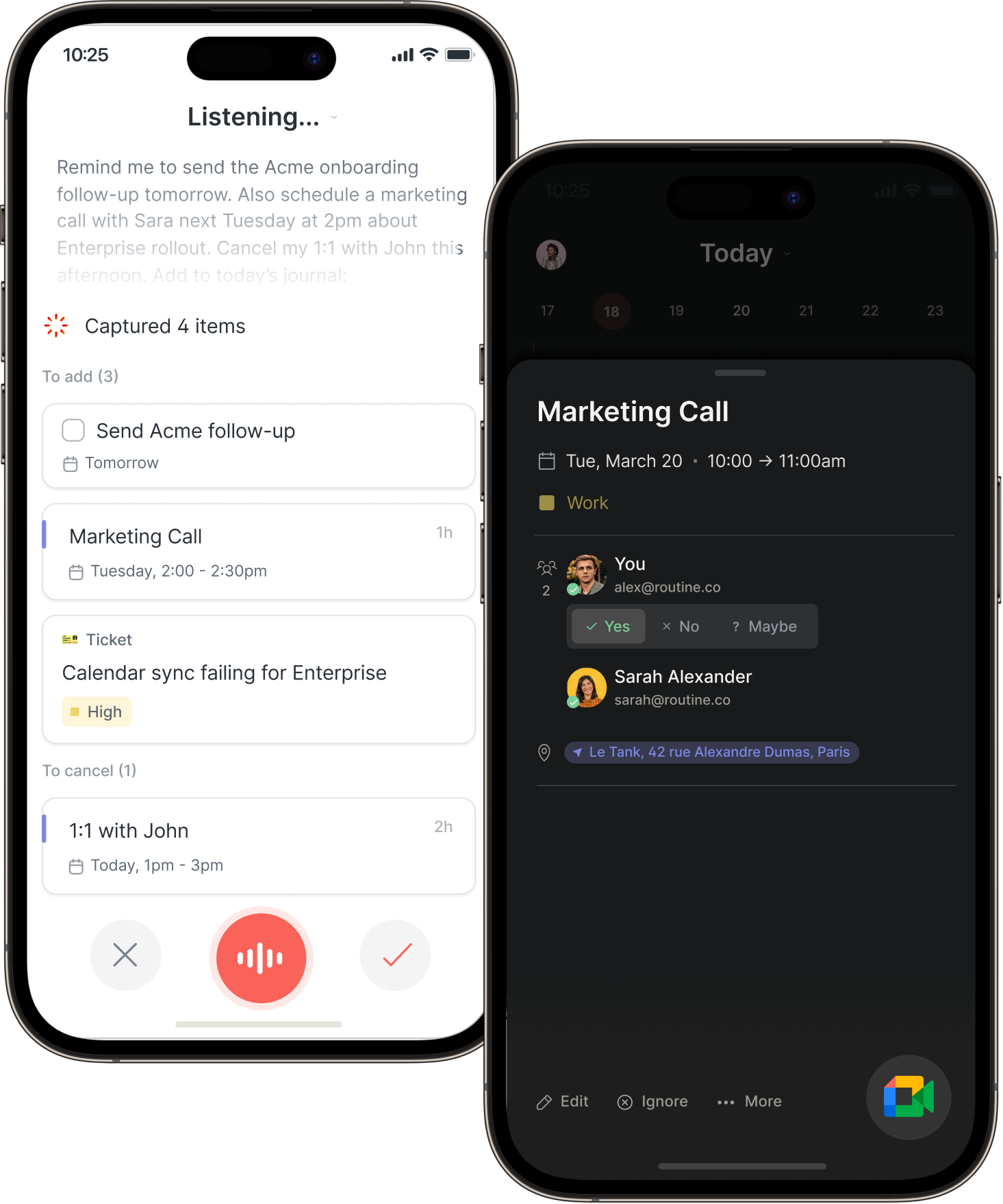 Routine AI voice capture on mobile